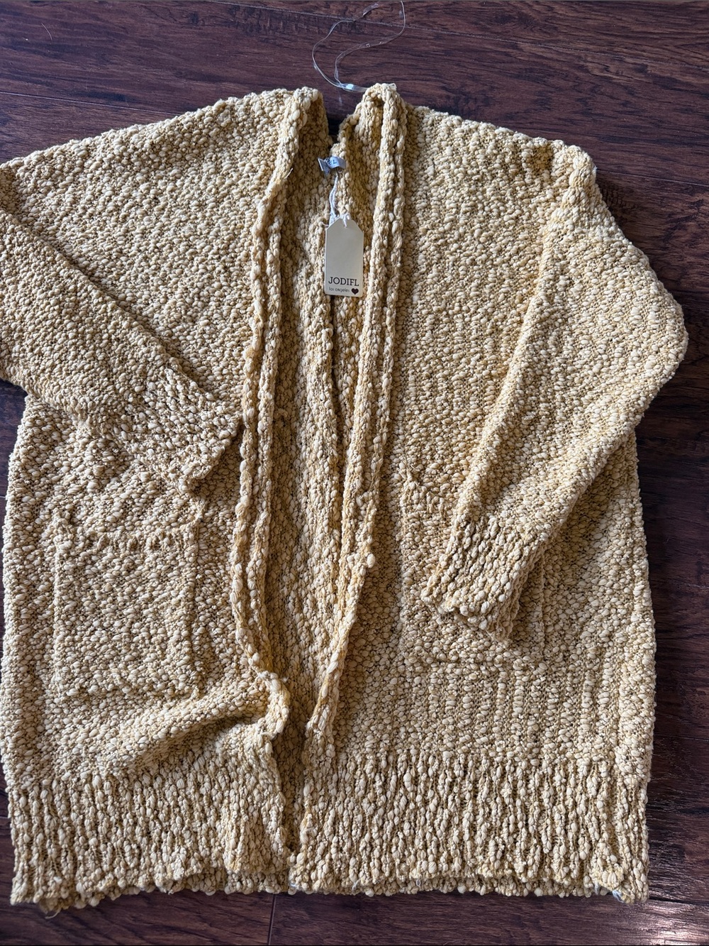 JODIFL Chunky Open-Front Cardigan in Mustard Yellow